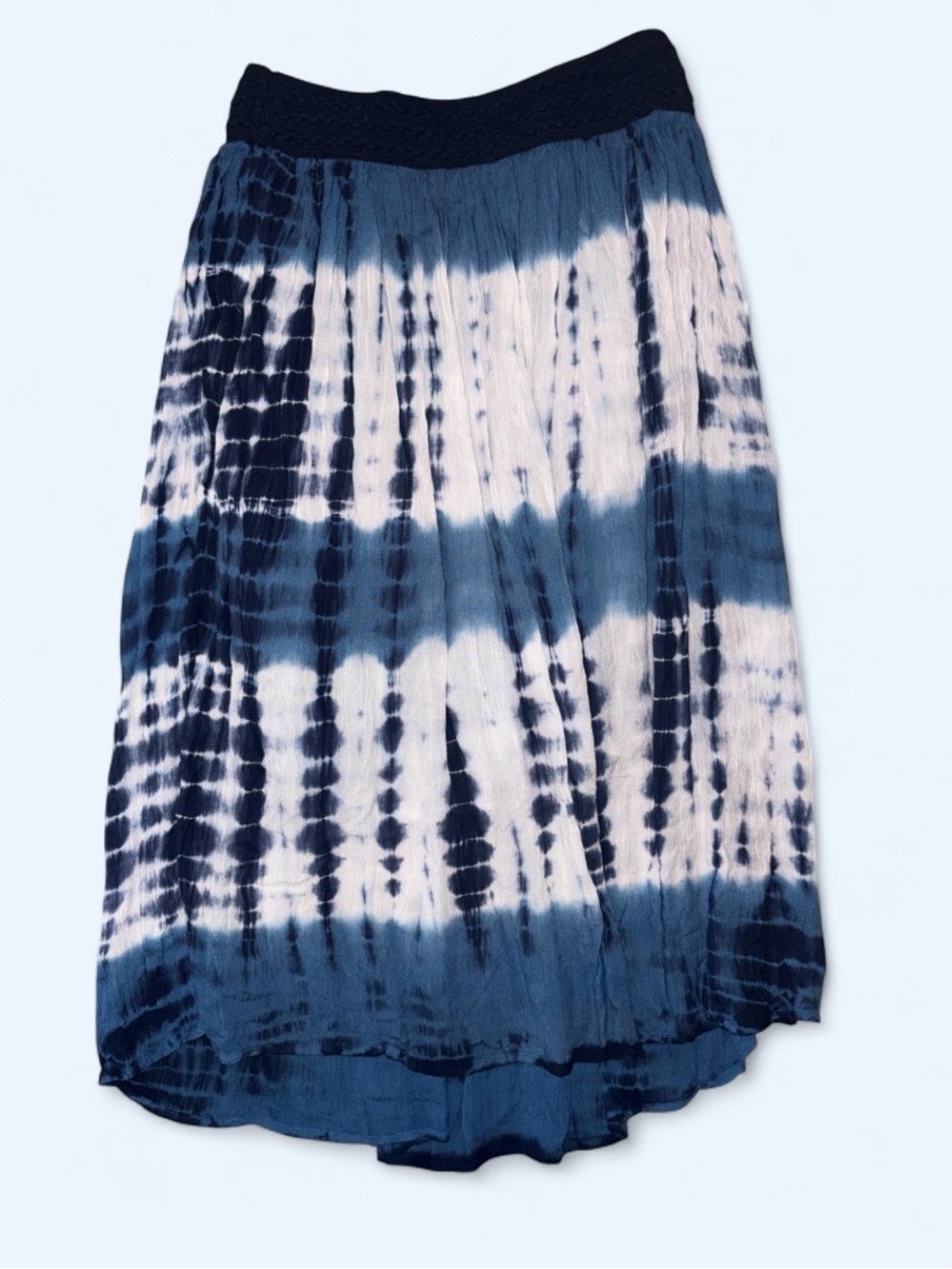 Gypsie Blu Blue Tie Dye Boho Midi Skirt - Size Medium